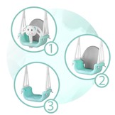 Babyschommel - beer thema - max. 30 kg - turquoise wit - verstelbaar