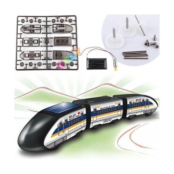 Speelgoed trein op zonne-energie - modelbouw voor kinderen - zwart