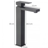 Hoge wastafelkraan - staande badkamerkraan - zwart