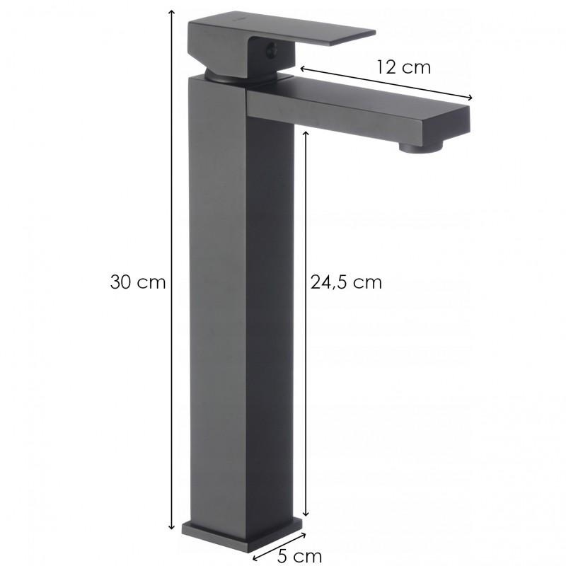 Hoge wastafelkraan - staande badkamerkraan - zwart