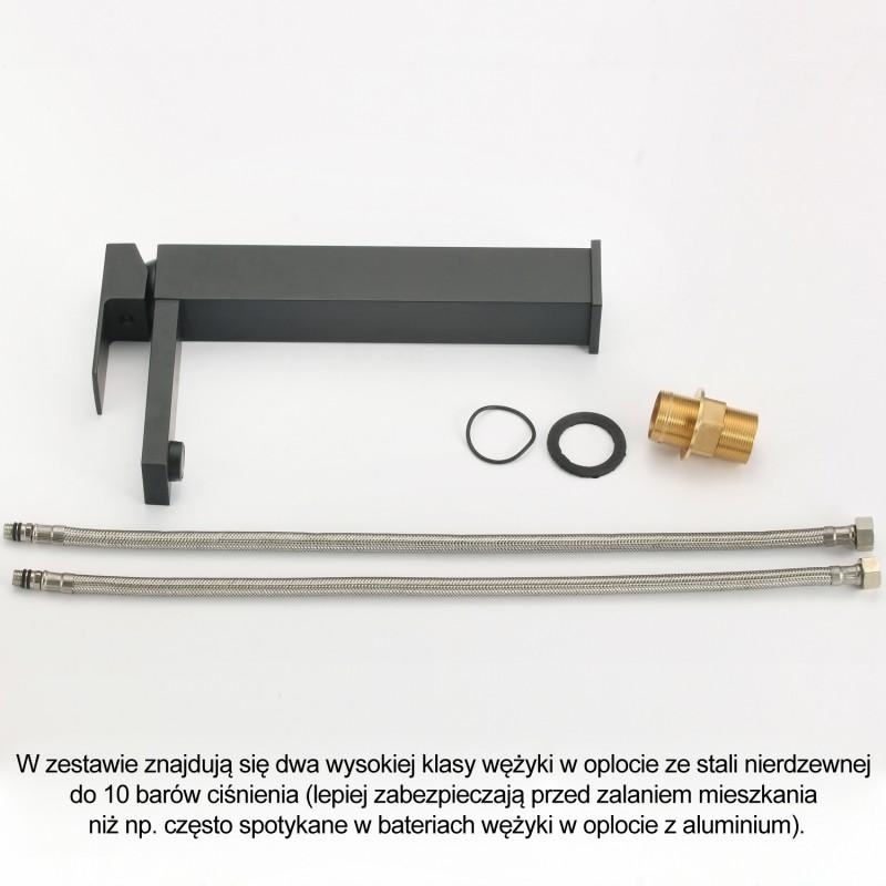 Hoge wastafelkraan - staande badkamerkraan - zwart