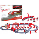 Elektrische treinbaan - brandweer thema - 92 elementen - rood