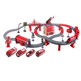 Elektrische treinbaan - brandweer thema - 92 elementen - rood