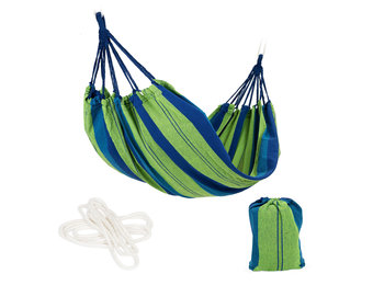 Hangmat 2 persoons - 185 x 150 cm - blauw groen gestreept