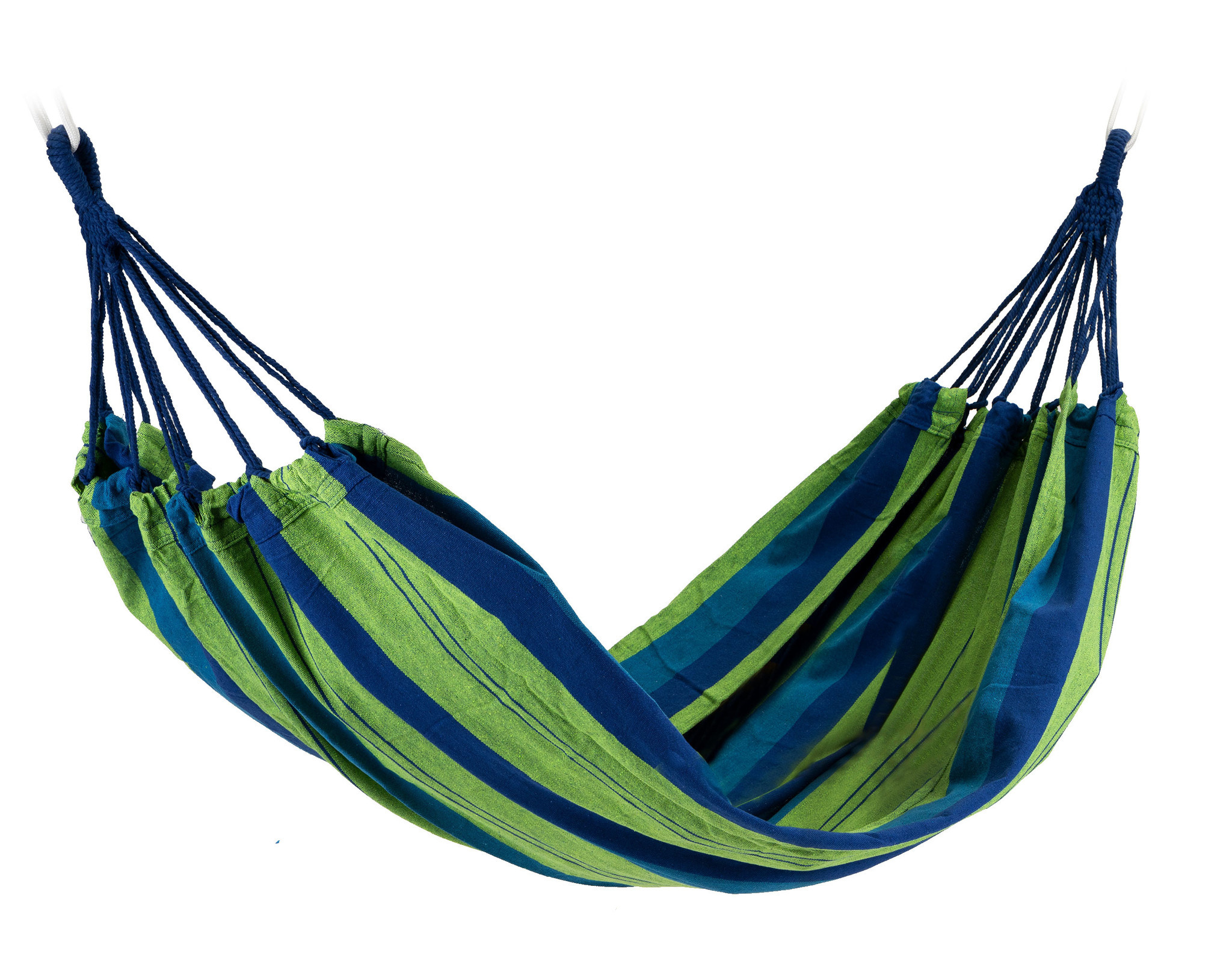 Hangmat 2 persoons - 185 x 150 cm - blauw groen gestreept