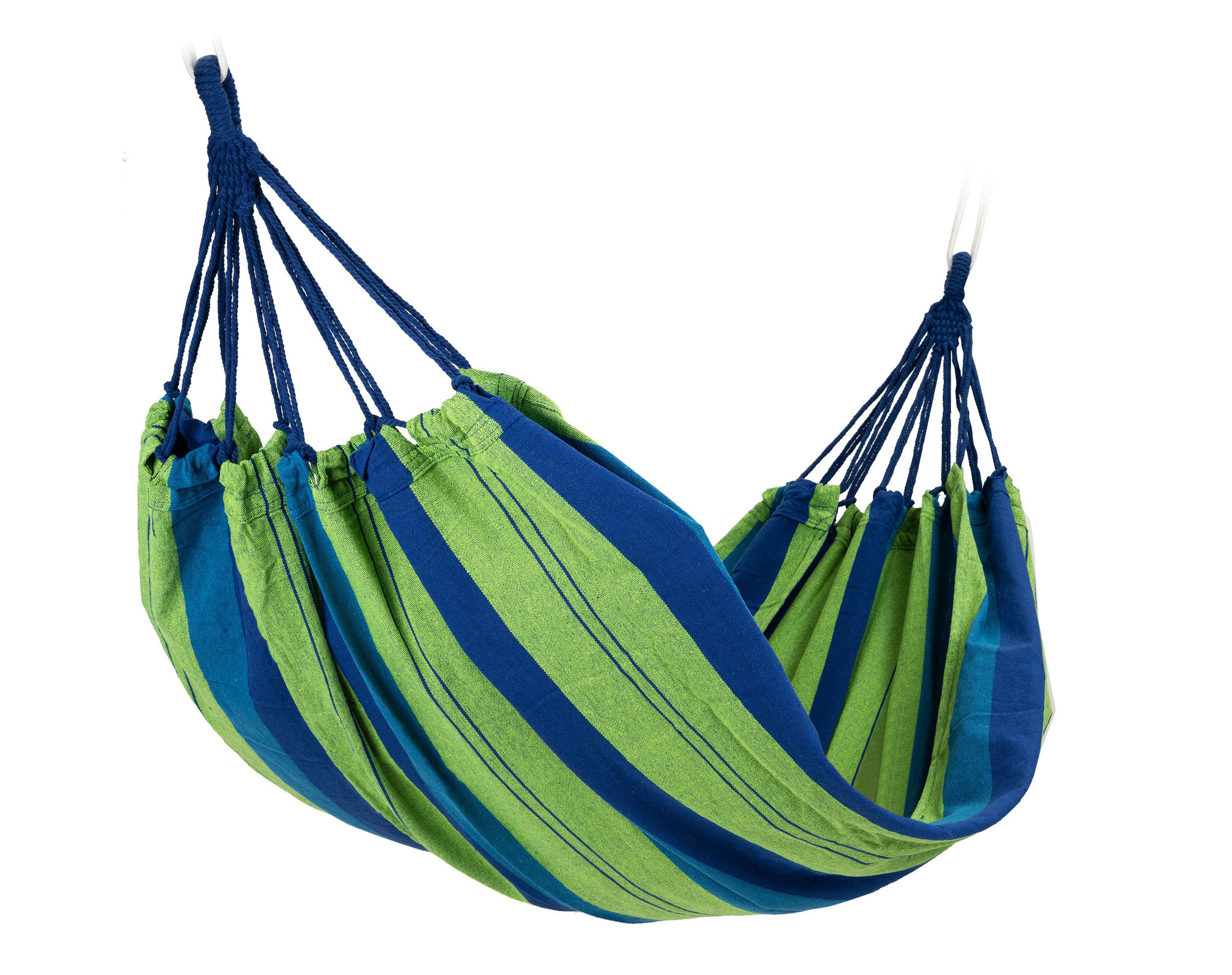Hangmat 2 persoons - 185 x 150 cm - blauw groen gestreept