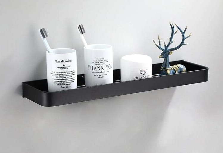 Badkamerrek zwart -  met metalen hanger - 2 stuks - 60 cm  breed