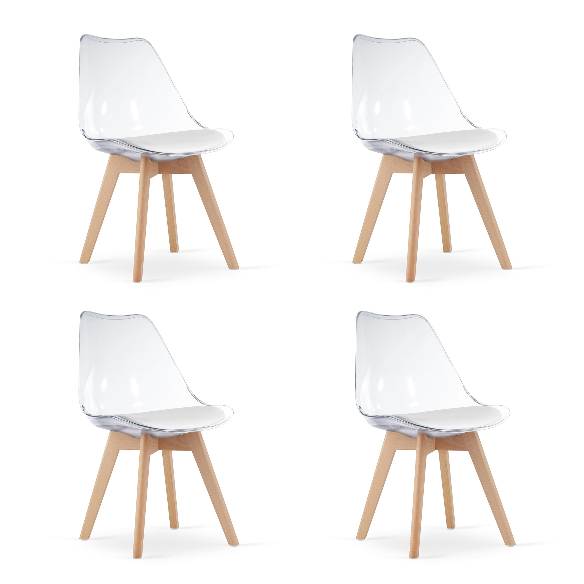 Mark design eetkamerstoel -  set van 4 - transparante zitting