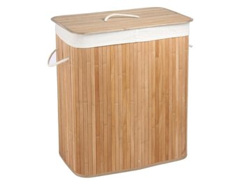 Wasmand - 2 vakken - 100 L - 52,5x33,5x63 cm - bamboe