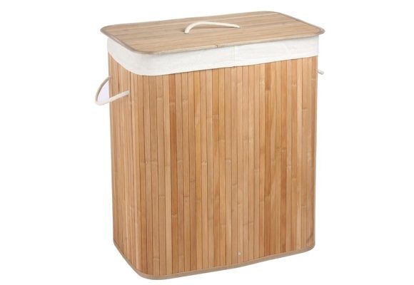 Wasmand - 2 vakken - 100 L - 52,5x33,5x63 cm - bamboe