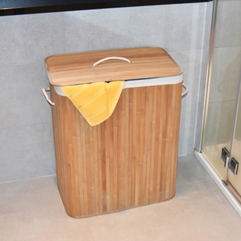 Wasmand - 2 vakken - 100 L - 52,5x33,5x63 cm - bamboe