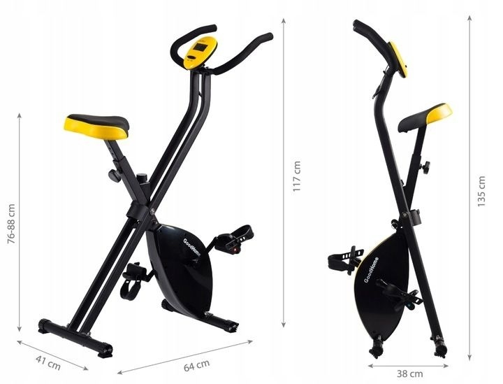 Opvouwbare hometrainer - met computer - zwart geel