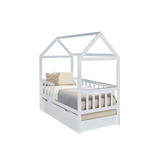 Bedhuis - peuter bed 160x80 cm - met bedlade en logeerbed - wit