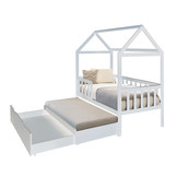 Bedhuis - peuter bed 160x80 cm - met bedlade en logeerbed - wit