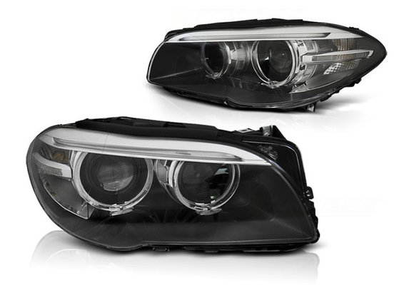 Koplampen Xenon BMW F10 F11 10-07 13 AE - LED - zwart - DRL