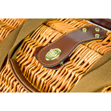 Picknickmand - rond - met 2-persoons servies + deken – handgemaakt