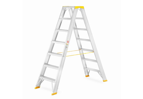 Huishoudtrap - 2x 7 treden - aluminium - werkhoogte 365 cm