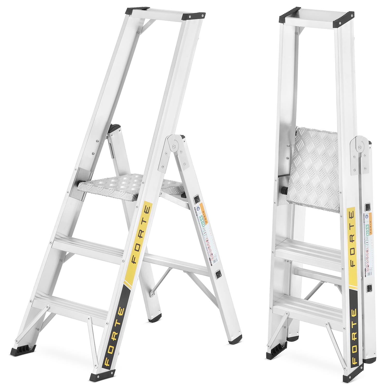 Ladder - huishoudtrap - 3 treden - aluminium - 47,5x75x127 cm