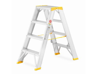 Huishoudtrap - 2x 4 treden - aluminium - werkhoogte 285 cm