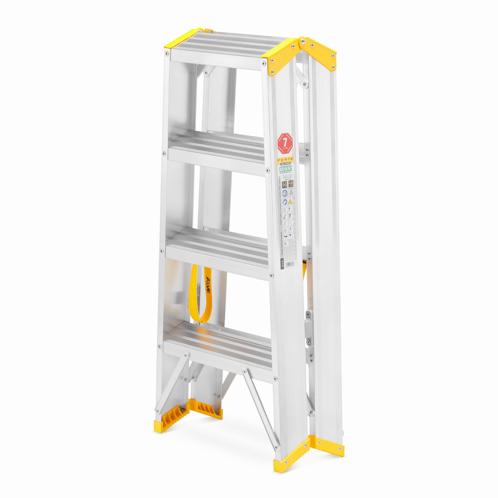 Huishoudtrap - 2x 4 treden - aluminium - werkhoogte 285 cm