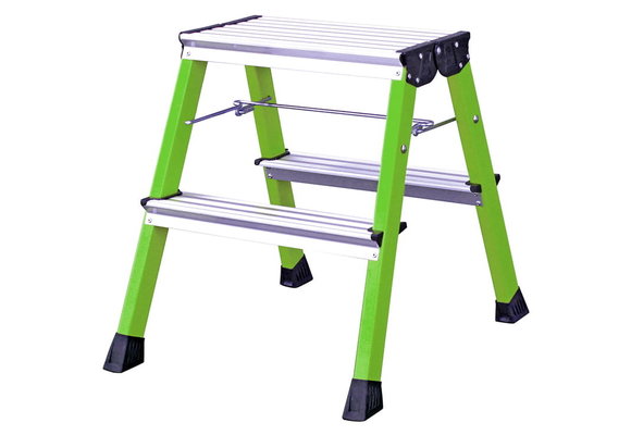 Huishoudtrap - 2x 2 treden - aluminium - dubbelzijdig - groen