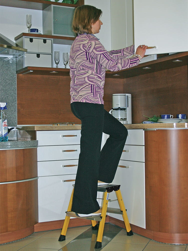 Huishoudtrap - 2x 2 treden - aluminium - dubbelzijdig - blauw