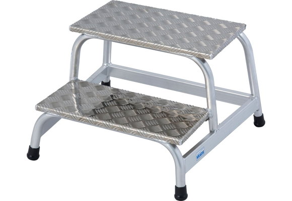 Opstapje - Opstap kruk - 2 treden - aluminium - 63x68x40 cm