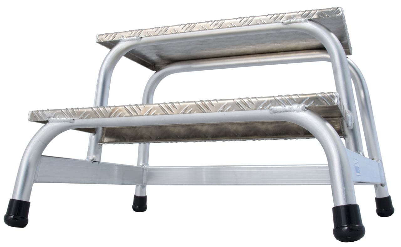 Opstapje - Opstap kruk - 2 treden - aluminium - 63x68x40 cm