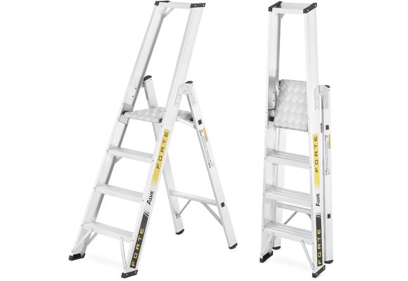 Ladder - huishoudtrap - 4 treden - aluminium - 50x91x148 cm