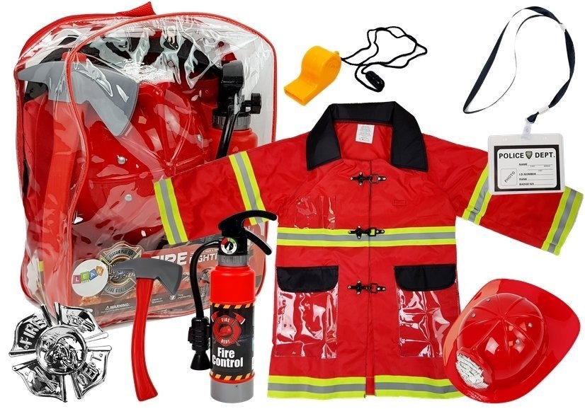Brandweer outfit - 3+ jaar - helm, jas, blusser - ce-gecertificeerd