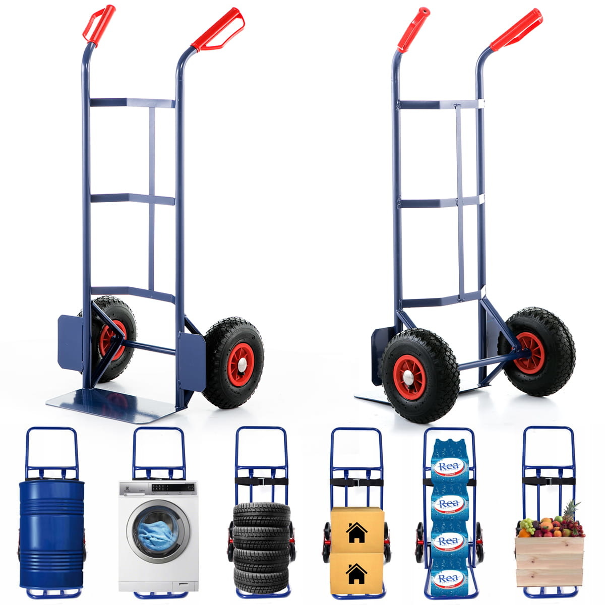 Steekwagen - steekkar - tot 200kg - staal - blauw