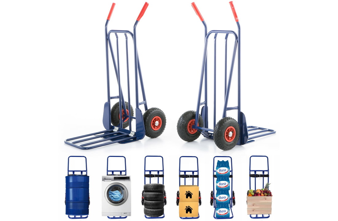 Steekwagen opvouwbaar - steekkar - tot 280 kg - staal - blauw