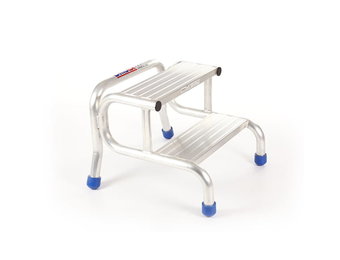 Opstapje - Opstap kruk - 2 treden - aluminium - 60x62x49 cm