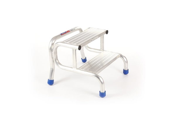 Opstapje - Opstap kruk - 2 treden - aluminium - 60x62x49 cm