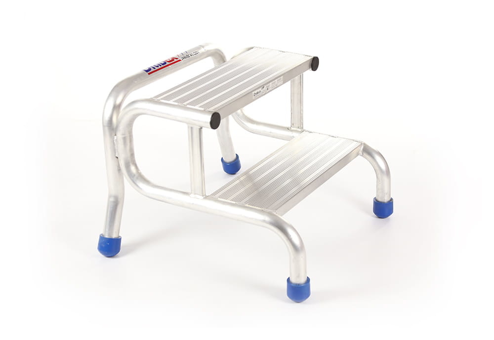 Opstapje - Opstap kruk - 2 treden - aluminium - 60x62x49 cm