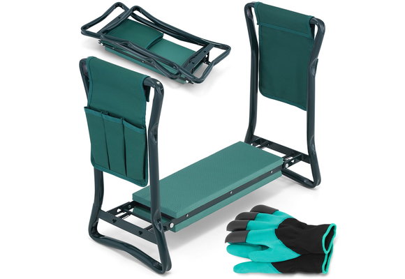 Knielbankje - kniebankje tuin - met tuinhandschoenen - groen