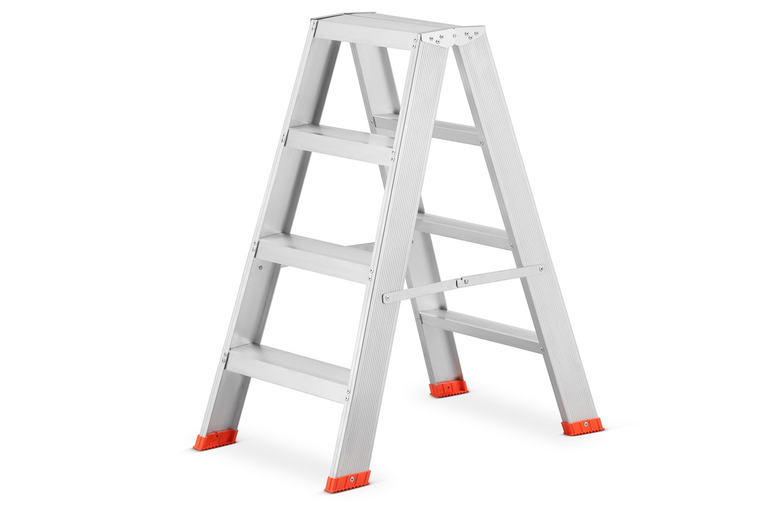 Huishoudtrap - ladder - 2x 4 treden - - 81 cm hoog -