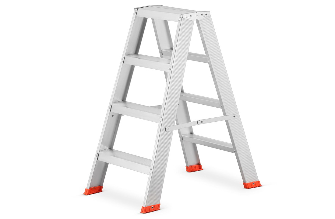 Huishoudtrap - ladder - 2x 4 treden - aluminium - 95 cm hoog