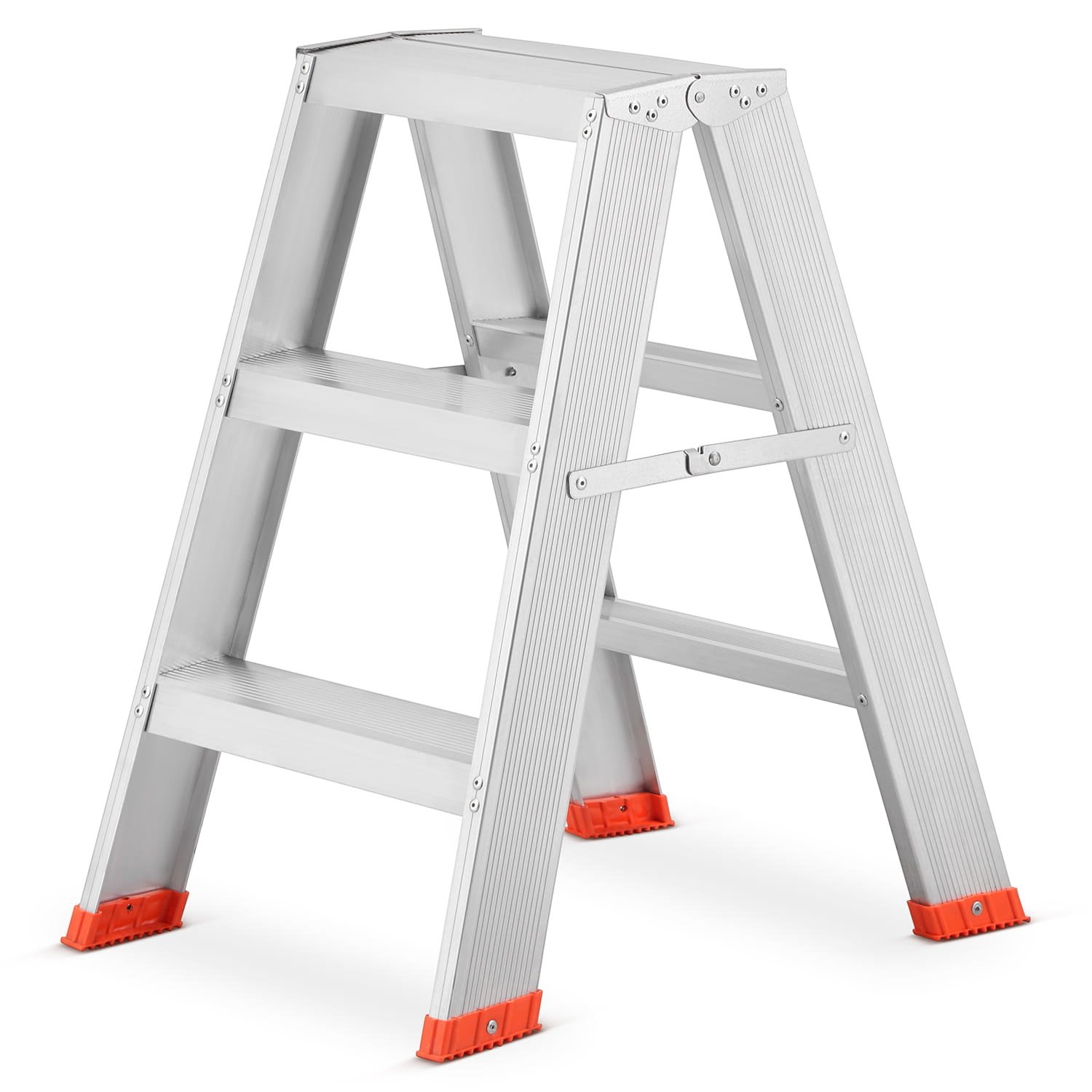 Huishoudtrap - ladder 2x 3 treden aluminium - 62 cm hoog Vikingchoice.nl
