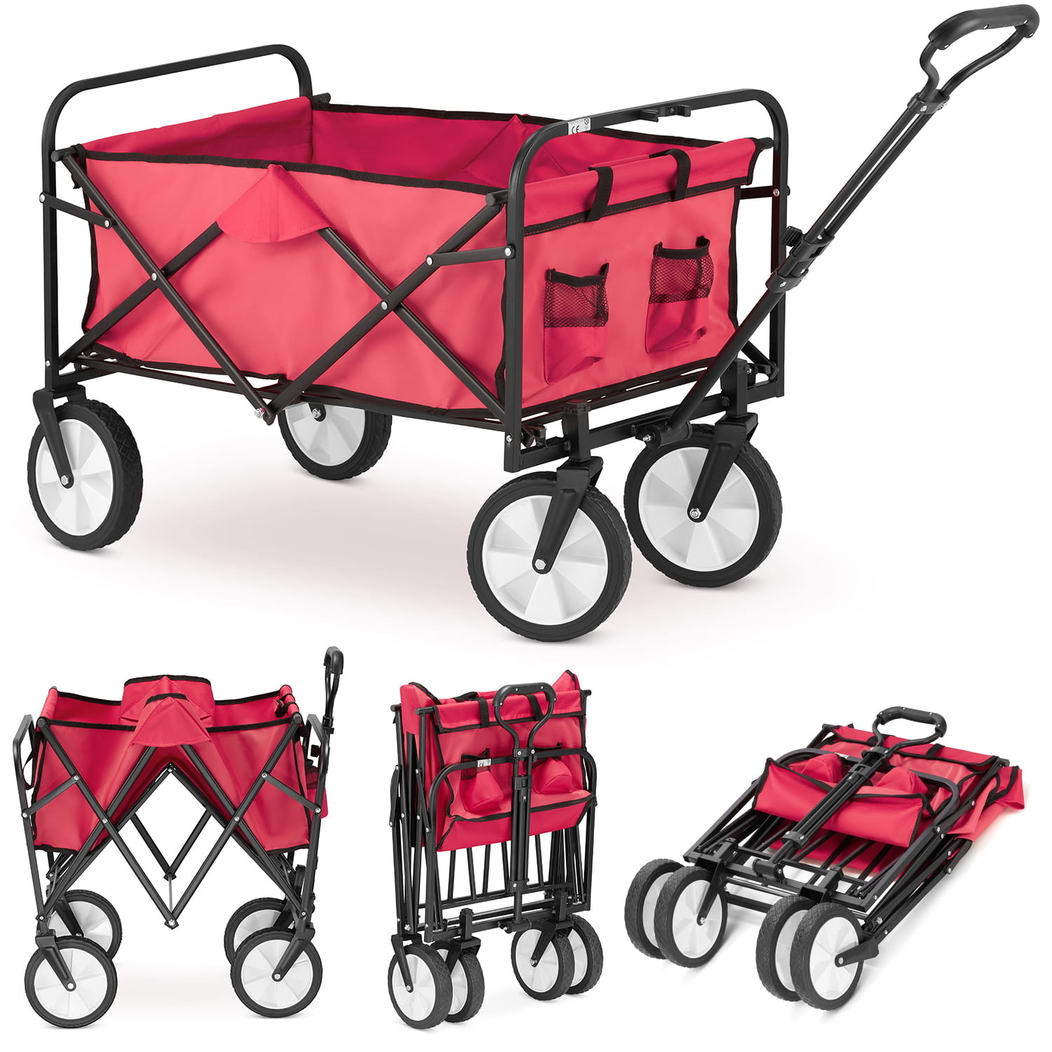 Bolderkar - opvouwbaar - 90x54x63 cm - tot 90 kg - rood