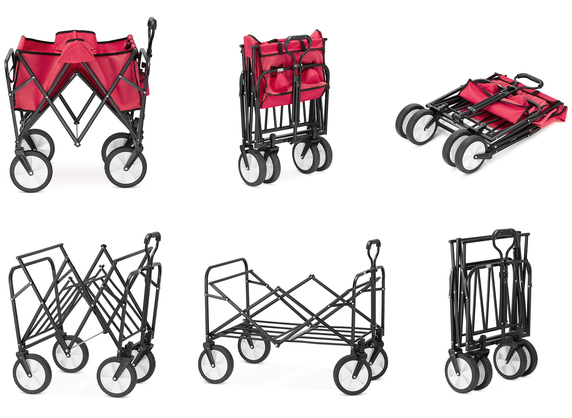 Bolderkar - opvouwbaar - 90x54x63 cm - tot 90 kg - rood