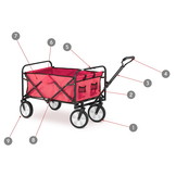 Bolderkar - opvouwbaar - 90x54x63 cm - tot 90 kg - rood