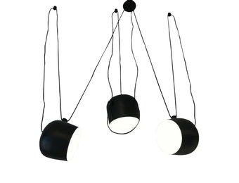 Hanglamp - 3-lichts - zwart metaal - e27 - ca. 190cm