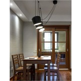 Hanglamp - 3-lichts - zwart metaal - e27 - ca. 190cm