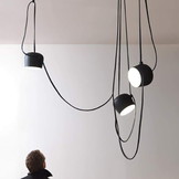 Hanglamp - 3-lichts - zwart metaal - e27 - ca. 190cm