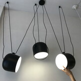 Hanglamp - 3-lichts - zwart metaal - e27 - ca. 190cm