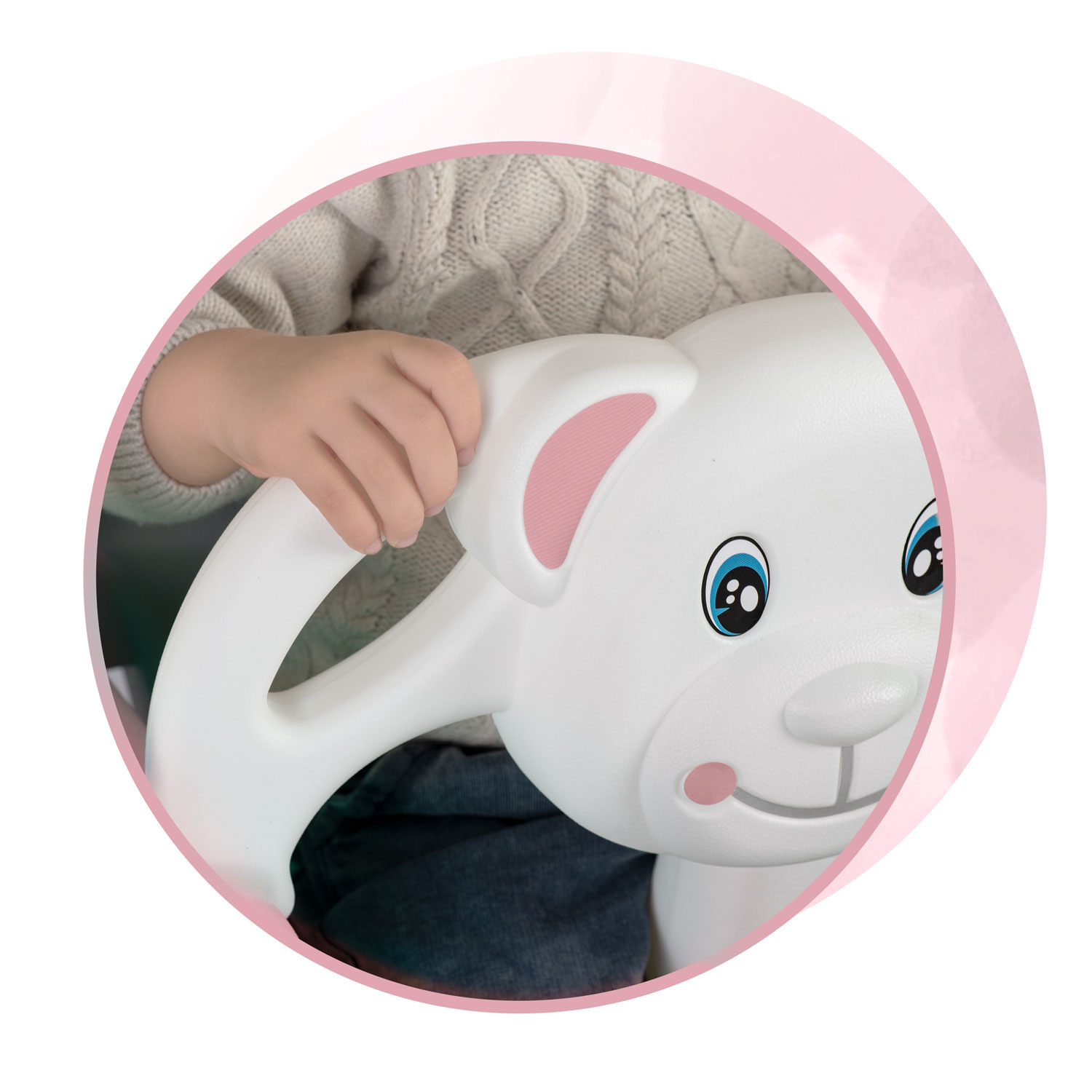 Baby schommel - beer thema - 6m-7j/30kg - roze&wit - 3in1