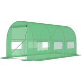 Tuinkas 3x2x2 meter - 6m2 - metalen frame met groene PE-folie - met klamboe ramen