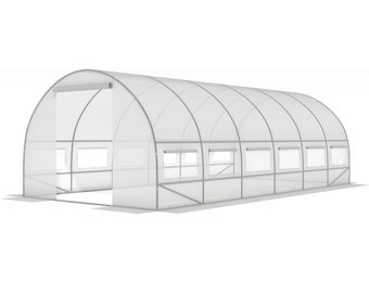 Folietunnel - kweekkas met ramen - 600 x 300 x 200 cm - wit