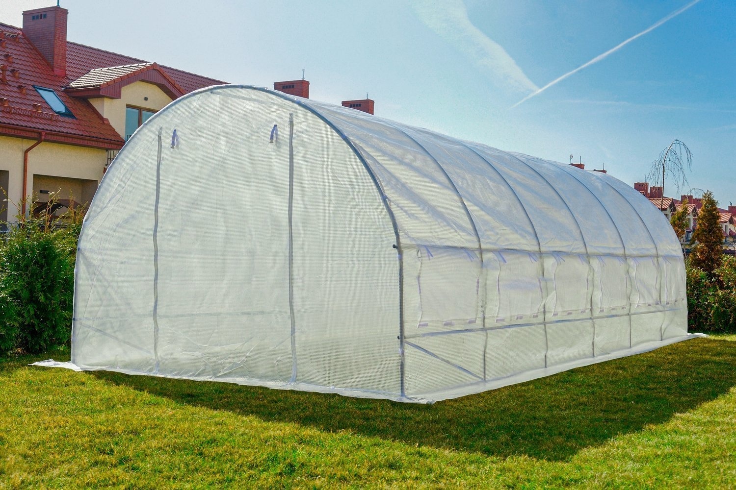 Folietunnel - kweekkas met ramen - 600 x 300 x 200 cm - wit